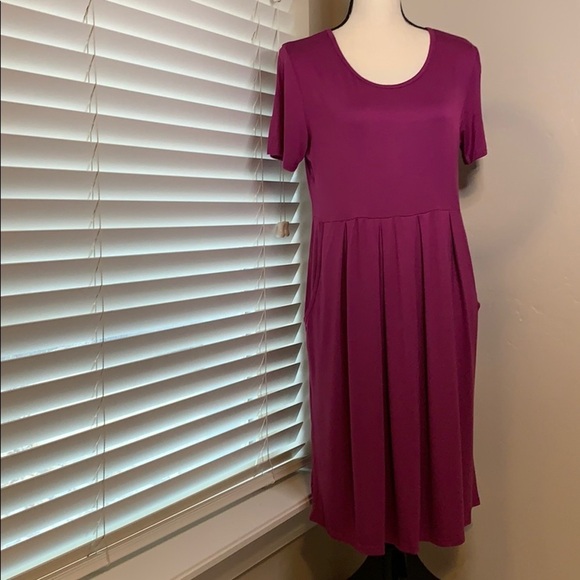 Purple Casual Short Sleeve Dress Front Pockets - Picture 2 of 5